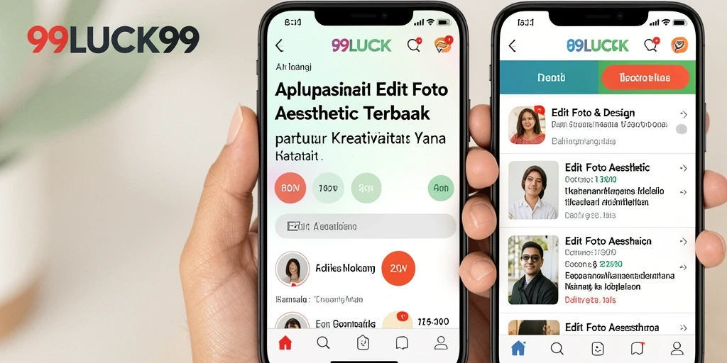 Antarmuka 99LUCK99 yang menarik dan mudah digunakan untuk edit foto aesthetic.