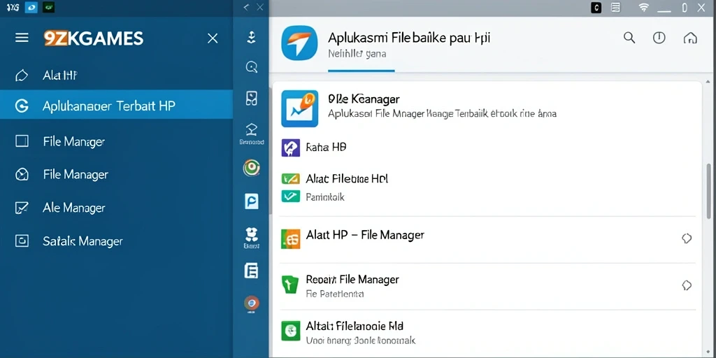 Screenshot antarmuka 9ZKGAMES menunjukkan kemudahan penggunaan dan keteraturan file.