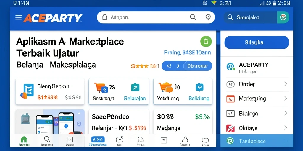 Tampilan antarmuka ACEPARTY menunjukkan kemudahan berbelanja online.