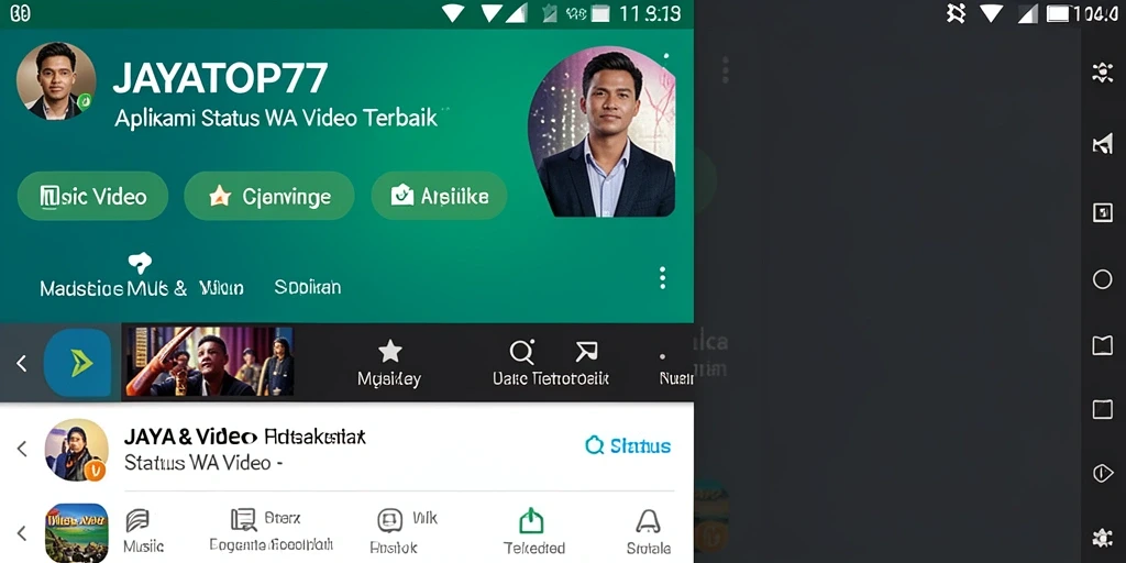 Antarmuka JAYATOP77 tampil menarik dengan banyak pilihan video status.
