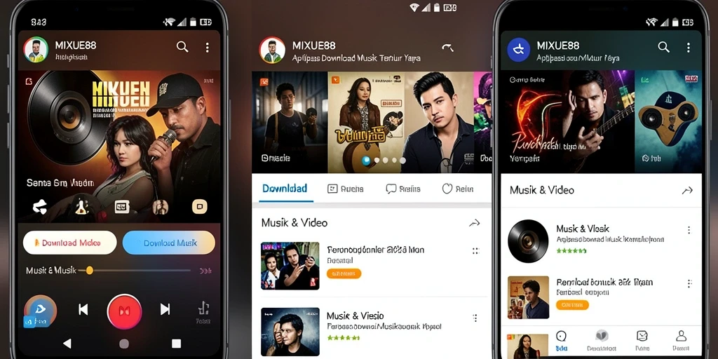 Antarmuka aplikasi MIXUE88 untuk download musik yang user-friendly.