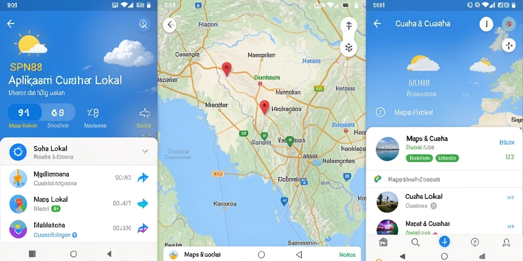 Antarmuka aplikasi SPN88 yang menampilkan informasi cuaca lokal.