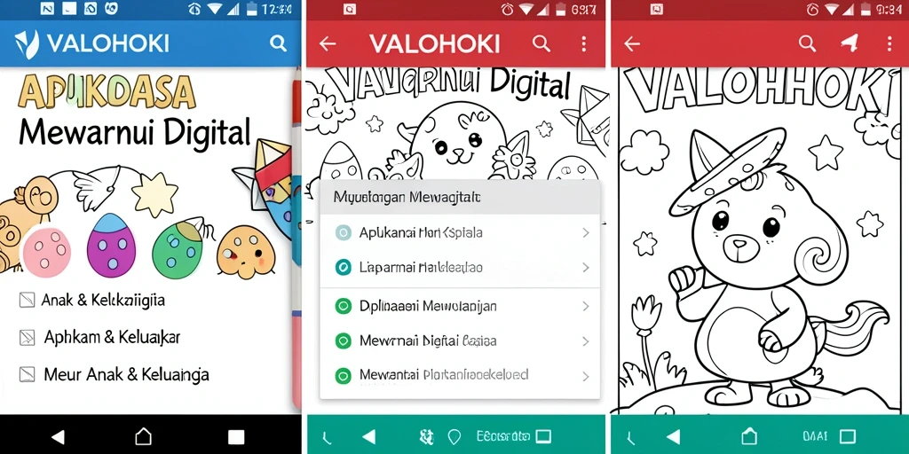 Antarmuka aplikasi VALOHOKI yang menarik dan ramah anak.